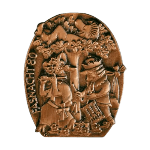 Basler Fasnacht - Blaggedde 2026 Kupfer - Rhymühli Waggis 1980